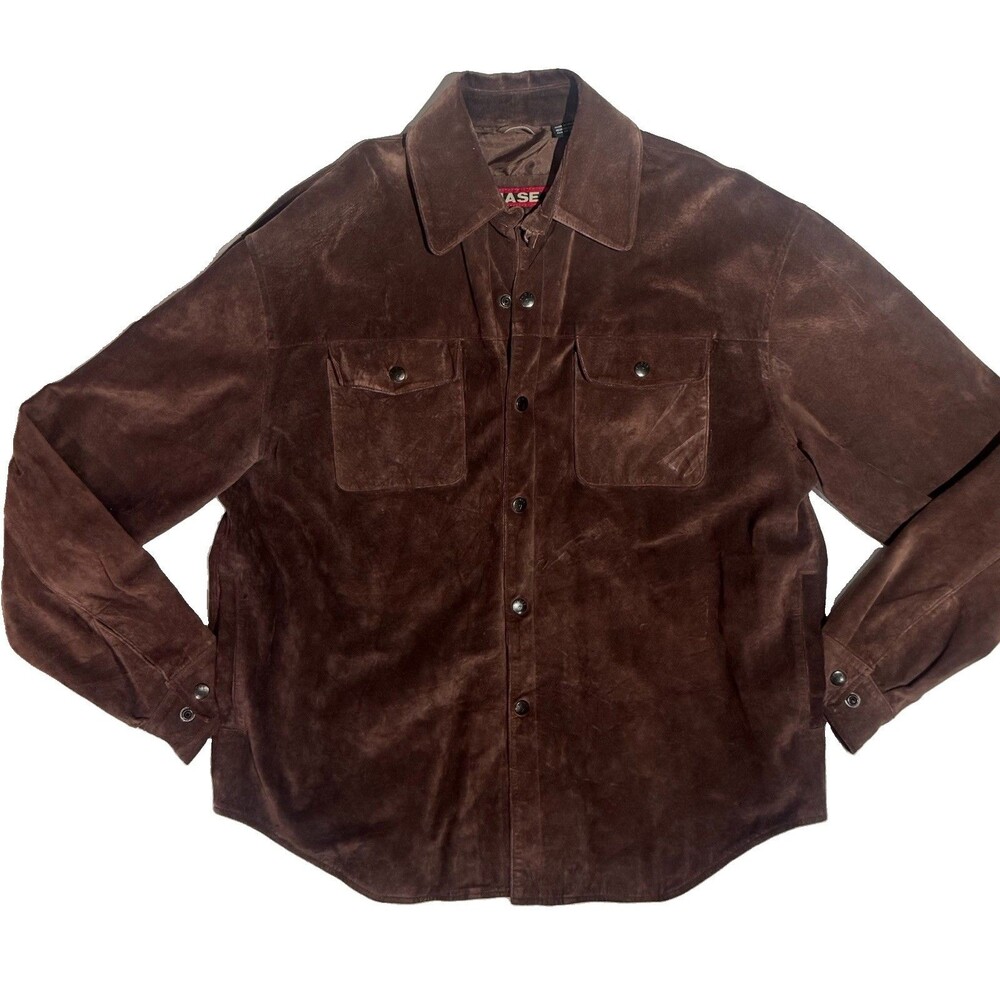 VTG Phase 2 Men's Leather Suede Western Shirt Jacket / Trucker Outerwear LG